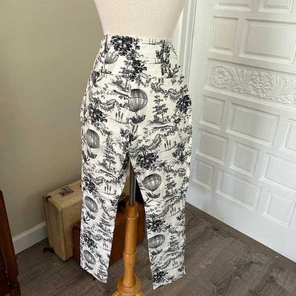 The essential slim by Anthropologie toile print black and white trousers pants - Picture 7 of 7